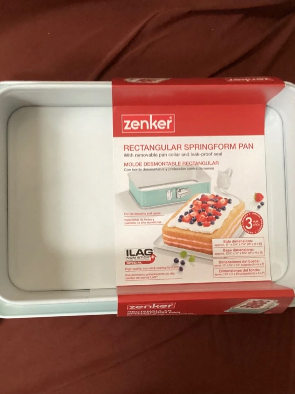 Zenker Rectangular Springform Pan 11” x 2 3/4” x 7 1/4” (W x H x D)  New